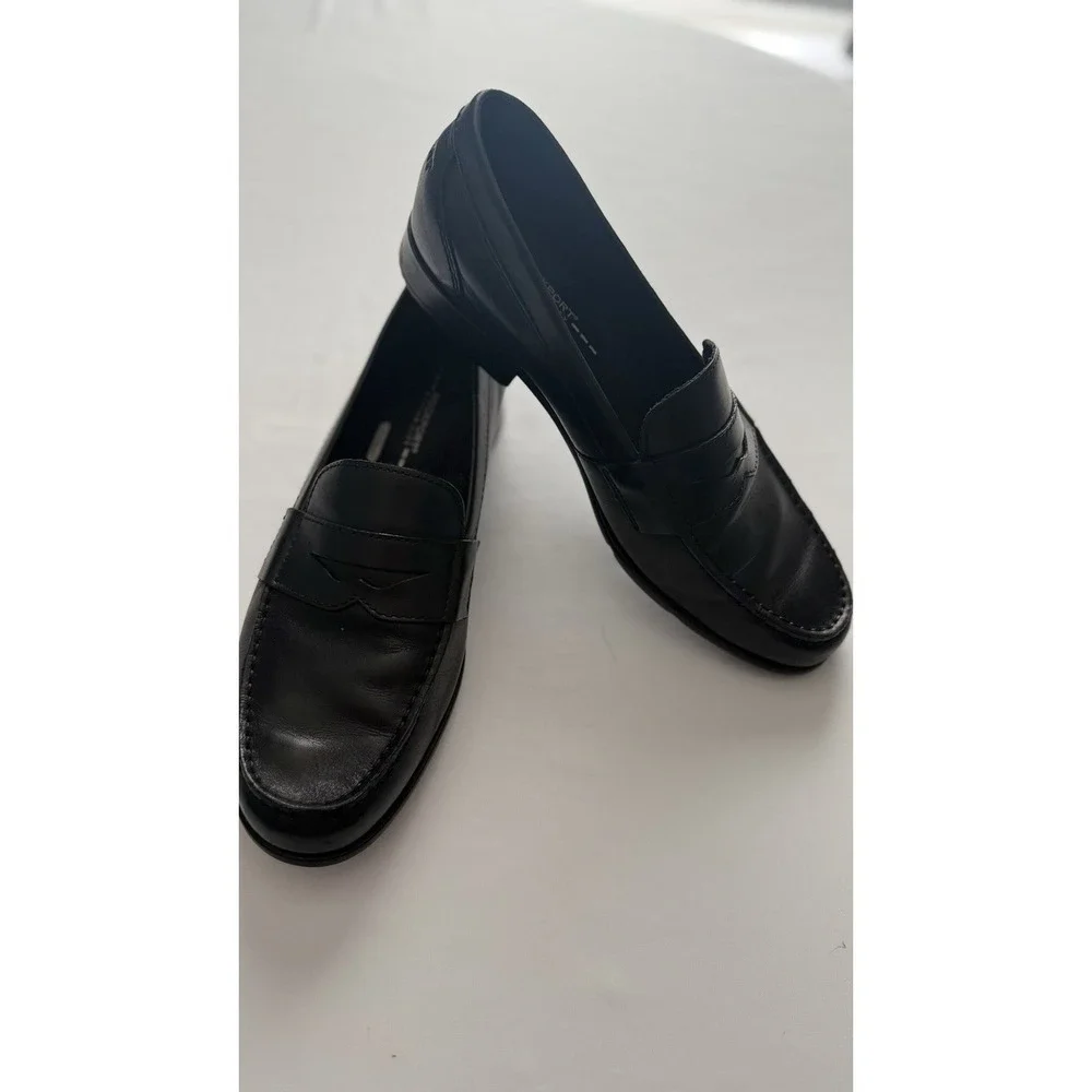 Men's Rockport #100002 Black Leather Slip On Loafers Trutech EUC NO BOX Sz 11.5